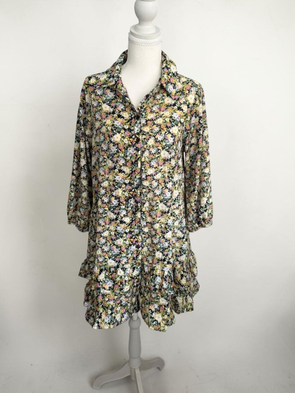 CODE MODE Floral Drop Waist Shirt Dress Size Medium